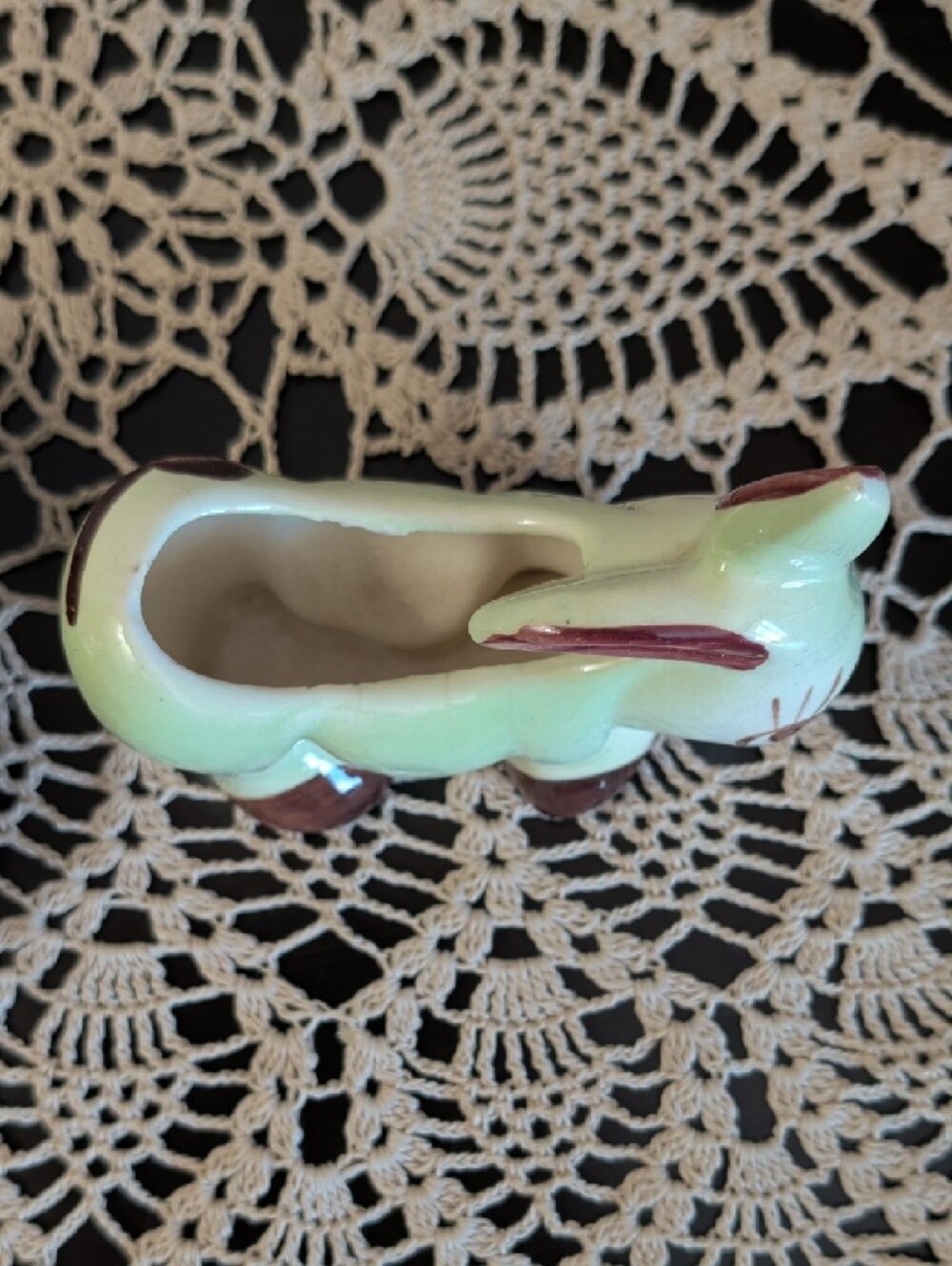 Vintage Ceramic Bunny Planter in Mint Green - Picture 3 of 7